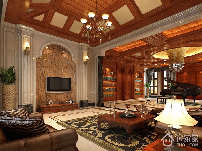 138平美式大宅设计欣赏客厅