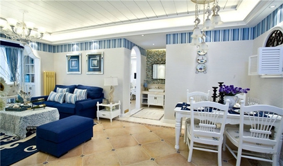 79平蓝色地中海住宅欣赏客厅陈设