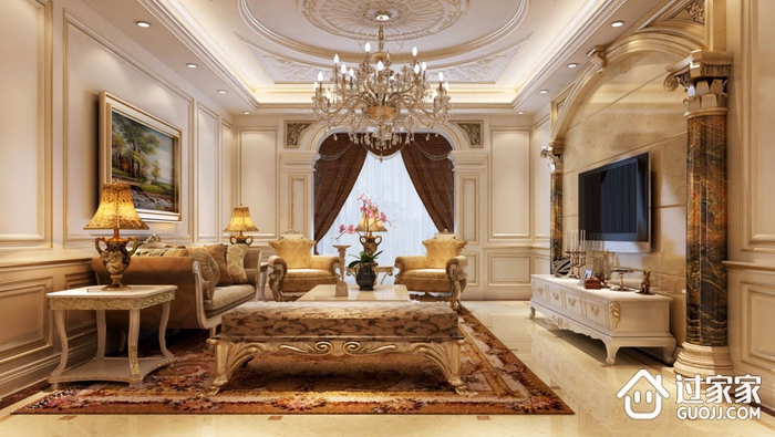 欧式奢华效果图案例欣赏客厅设计