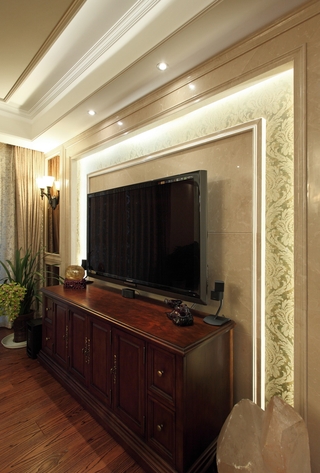 美式风格三居室电视背景墙装修效果图