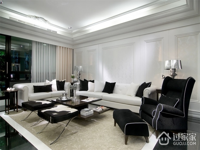 白色新古典样板房欣赏客厅效果
