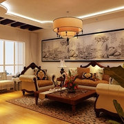 105平中式风格住宅欣赏客厅