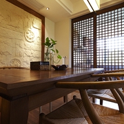 新中式风格质朴三居欣赏餐厅效果