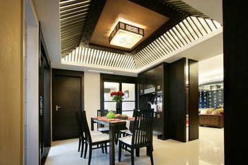 新中式亮丽三居欣赏餐厅设计