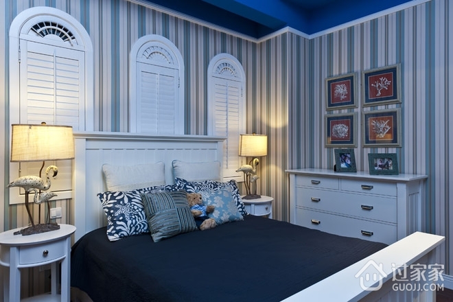 蓝色地中海三居室欣赏卧室设计