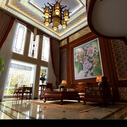 中式风格装饰设计效果客厅全景设计
