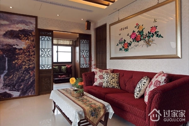 中式禅风两室一厅欣赏客厅陈设