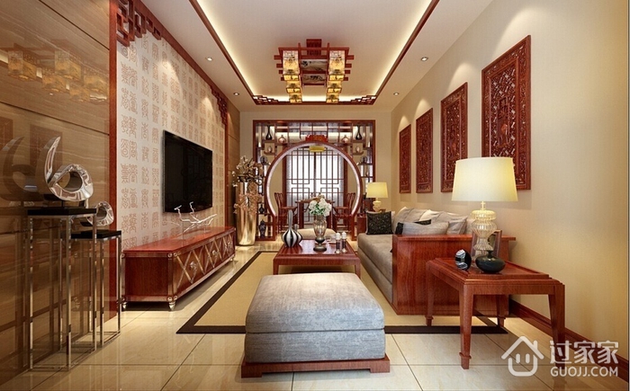 117平新中式风住宅欣赏客厅设计
