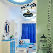 87平蓝色地中海案例欣赏客厅设计