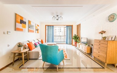 木质家具+橙色配饰装的150平混搭风格，引爆朋友圈!