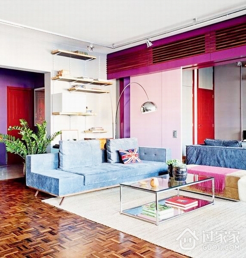 紫色混搭两居室欣赏客厅