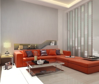 现代客厅红色沙发摆放图 时尚简约家居设计