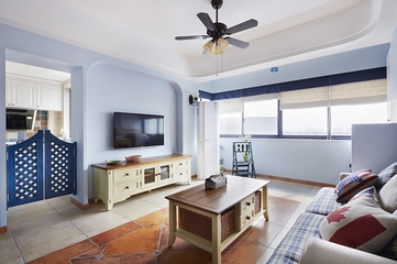 74平蓝色地中海住宅欣赏客厅设计