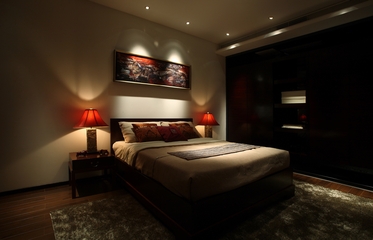 中式风格暗色系卧室背景