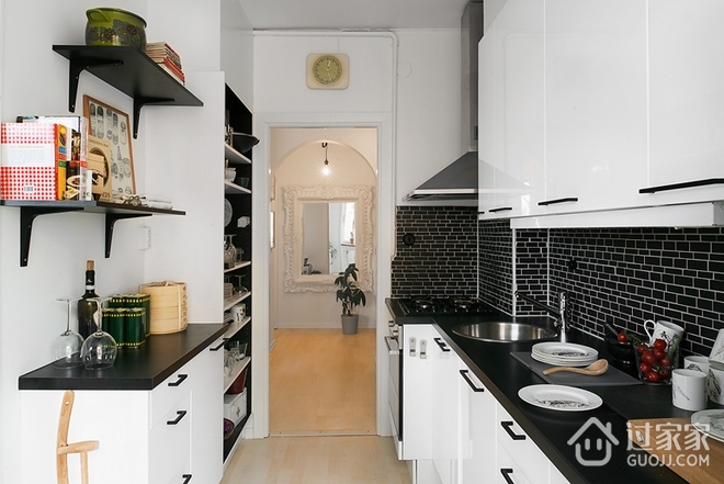 52平白色北欧一居室欣赏厨房设计
