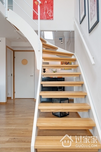 122平白色北欧住宅欣赏楼梯间