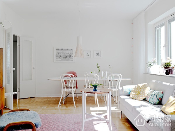 白色北欧两居室案例欣赏餐厅餐桌设计