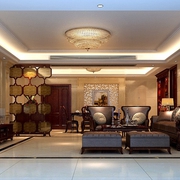 新中式风格三居住宅欣赏客厅设计