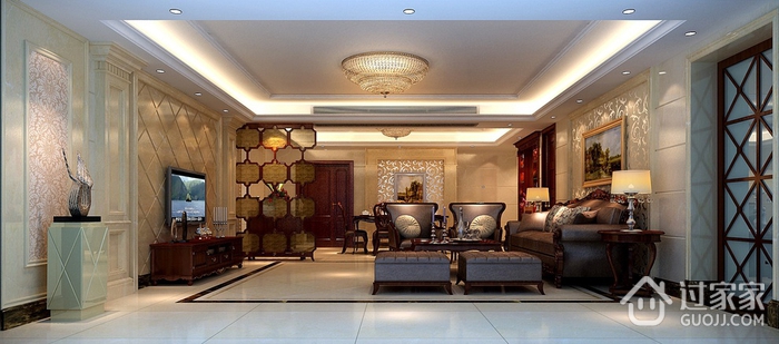 新中式风格三居住宅欣赏客厅设计