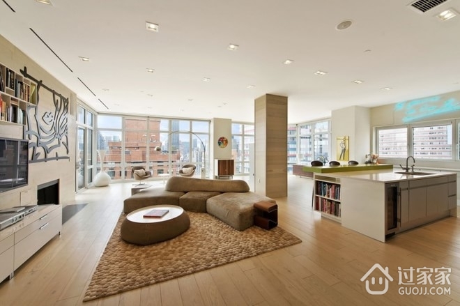 顶层124平现代公寓欣赏客厅设计