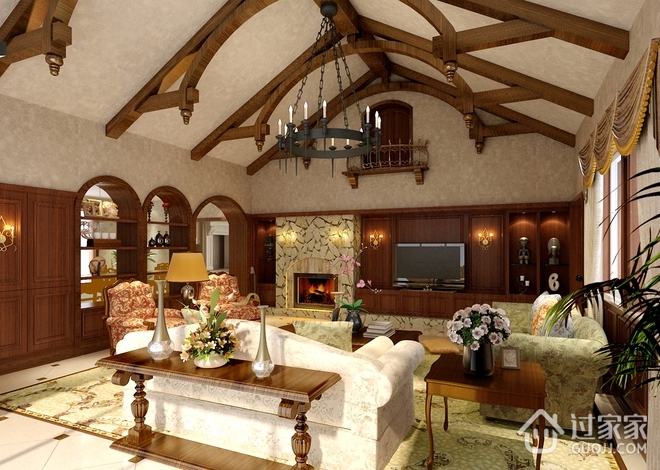 古典设计美式别墅欣赏客厅全景