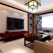 中式风三居室效果图欣赏客厅局部