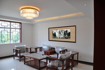 白色新中式风格住宅欣赏客厅全景