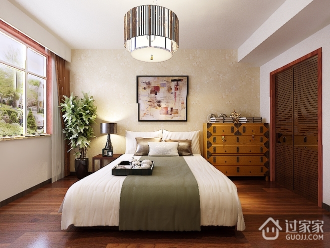温馨新中式效果图欣赏卧室设计