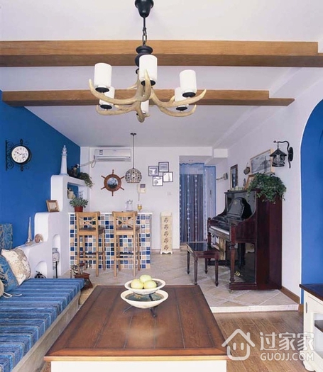 蓝色地中海住宅设计可客厅灯