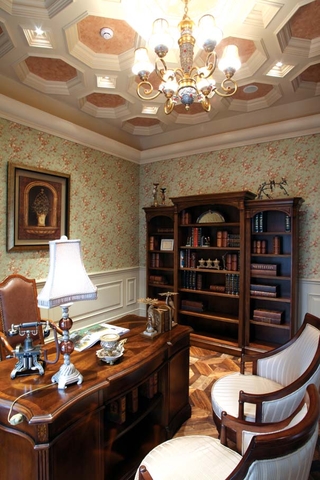 美式风格别墅装修设计效果套图书房