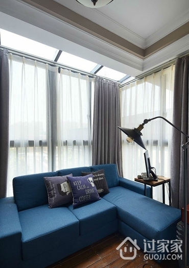 88平美式两居室案例欣赏客厅窗帘