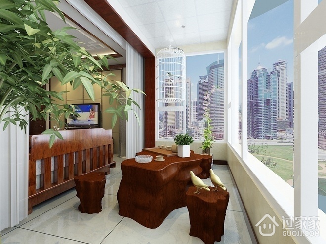 109平新中式住宅欣赏阳台设计