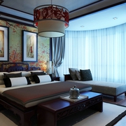 雅致新中式案例欣赏卧室背景墙