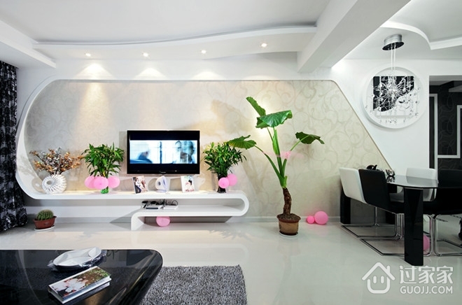 109平白色现代舒适住宅欣赏客厅