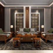新中式典雅稳重住宅欣赏客厅设计