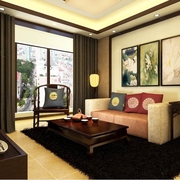 豪华浓郁新中式古典家居客厅窗帘欣赏