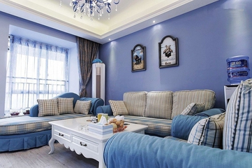 112平蓝色地中海住宅欣赏客厅窗帘