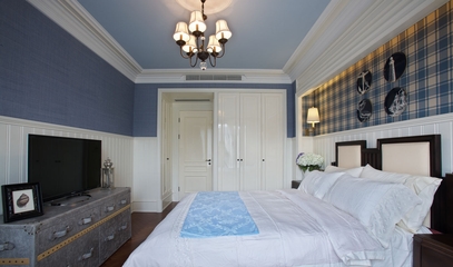 欧式蓝色经典卧室效果设计