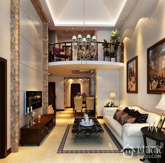 224平典雅欧式别墅欣赏客厅设计