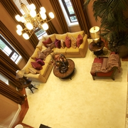 欧式风格复式别墅客厅俯视图