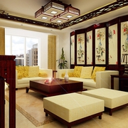 新中式风格三居效果图欣赏客厅设计