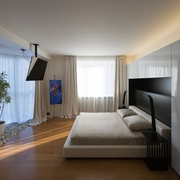 现代白色110公寓欣赏卧室