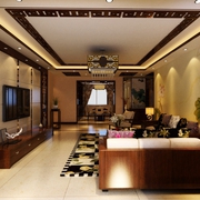 110平中式三室两厅欣赏客厅