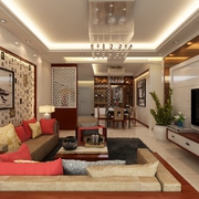 113平新中式风格住宅欣赏客厅