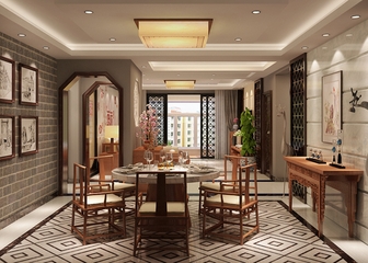 115平中式风格住宅欣赏餐厅设计