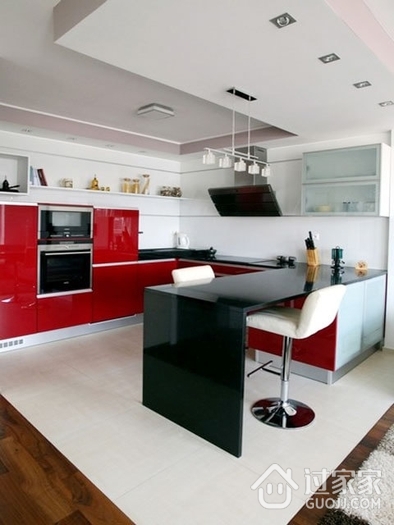 红白经典现代小户型欣赏厨房