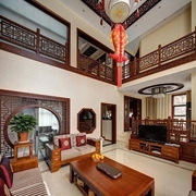 中式优雅复式住宅欣赏客厅全景