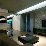 现代白色单身公寓设计客厅效果