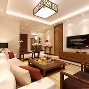 76平新中式住宅欣赏客厅