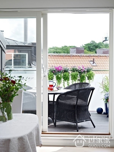 91平白色北欧住宅欣赏阳台